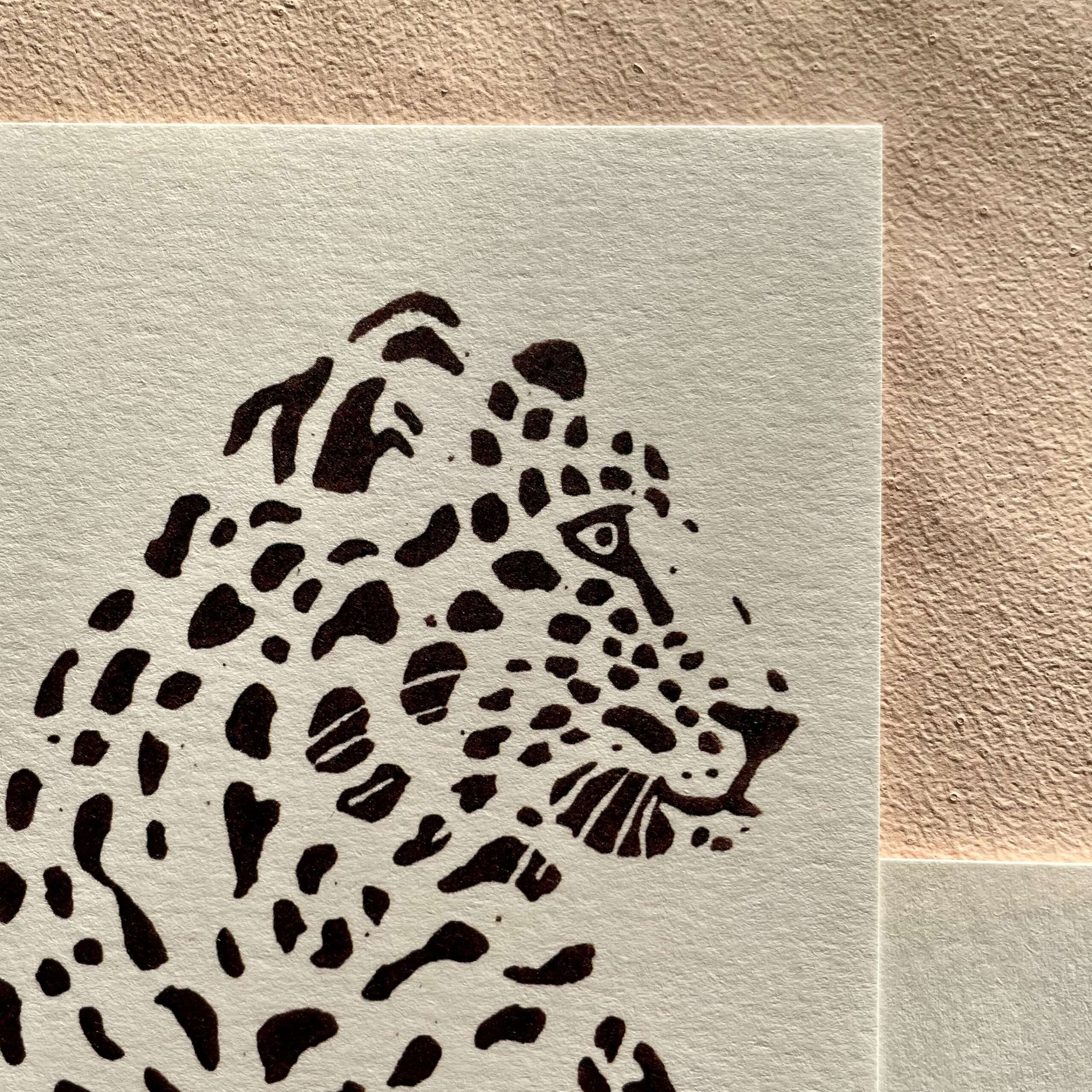 Linolschnitt eines Leoparden