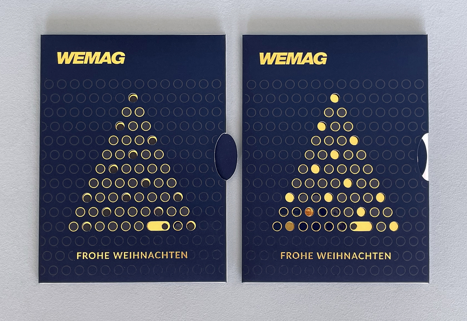 Weihnachtskarte mit Lichterspiel am Weihachtsbaum