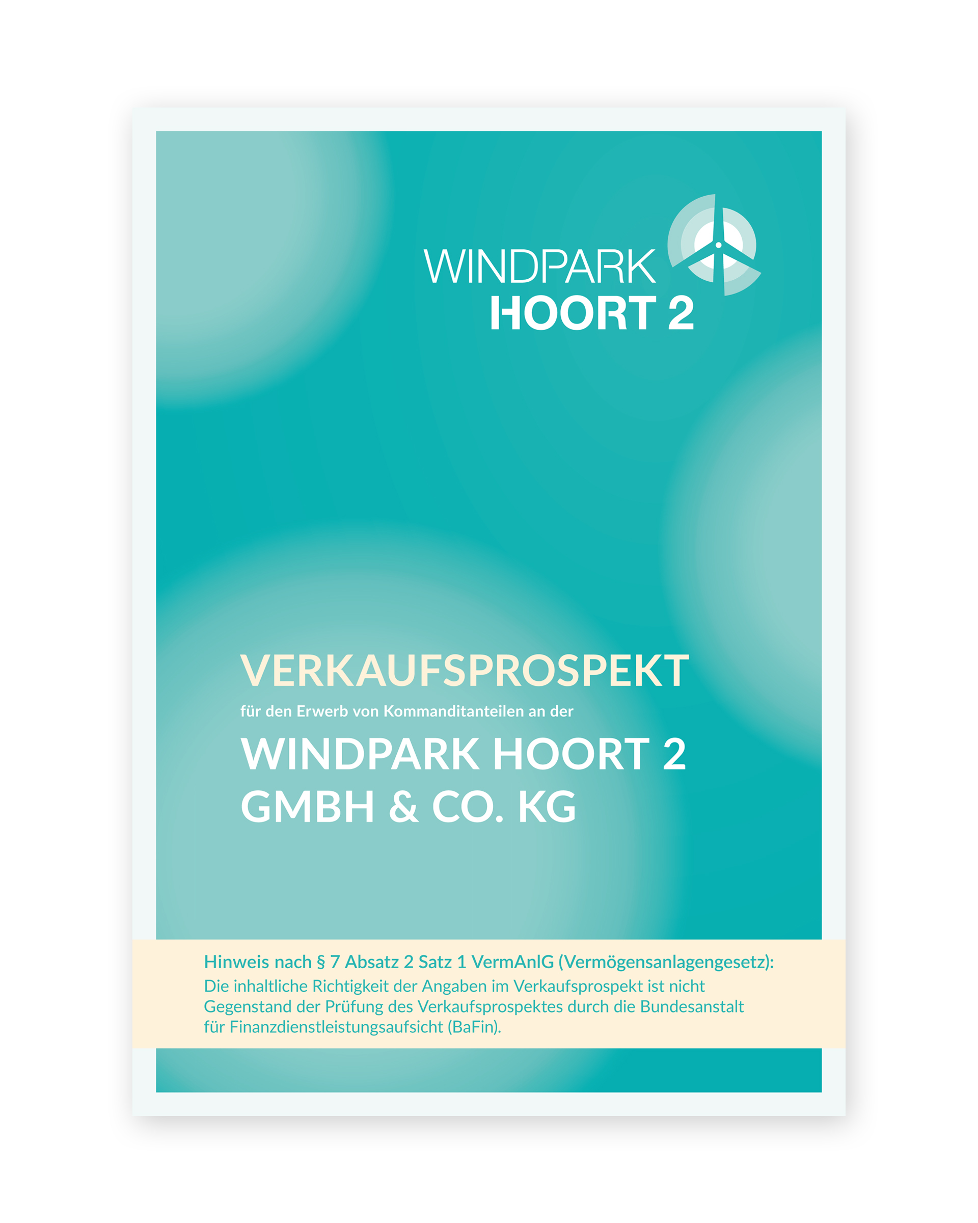 Design des Verkaufsprospekts der Windpark Hoort 2 GmbH & Co. KG